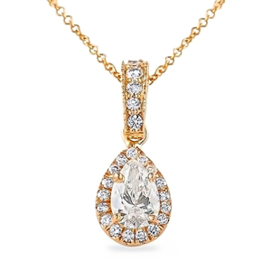 Collier pendentif en diamant de 0,72 carat en forme de poire avec halo, élégants charms en diamant - Product Image 1