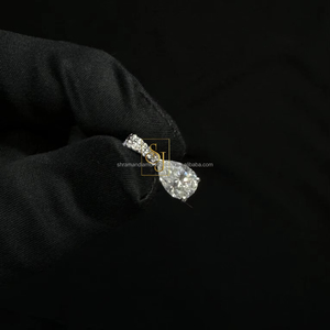 Iced Fine Jewelry Teardrop Dainty Pendentif Collier Poire Coupe VVS Moissanite Diamant Halo Illusion Réglage Usage Quotidien Cadeau De Mariage - Product Image 1