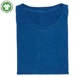 Camiseta de algodón orgánico de edición limitada para mujer-Blue Topanga Eco-Print, teñido a mano con productos botánicos, diseño único sostenible - Product Image 2