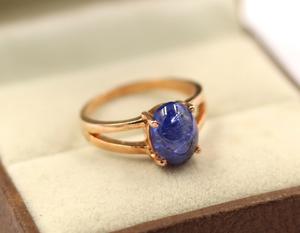 แหวนค็อกเทลแทนซาไนต์สำหรับผู้หญิง ทำจากเงินแท้ 925 ชุบทองคำขาว ประดับเพชรแบบฝังหนามเตย แหวนทำมือ - Product Image 2