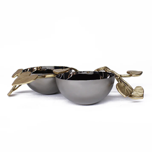 Bols de service en acier argenté avec fleurs dorées bols à salade bols à fruits pour la décoration de la maison - Product Image 5
