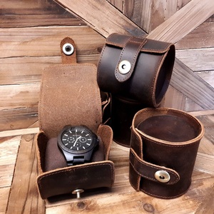 Luxury Handmade Leather Watch Case Customized <b>Top</b> Quality Leather Watch Organizer Travel Friendly Leather Watch Pouch - Product Image 4