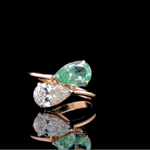 แหวนหมั้นเพชร14K สีทองสำหรับผู้ใหญ่2.00วงแพร์ CTW - Product Image 1