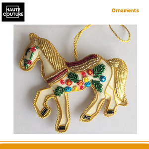 Trusted Dealer Selling Handmade <b>Felt</b> & Bullion Beads Made 11cm Wide Home Decorative Horse <b>Padded</b> Hanging Ornaments for Sale - Product Image 4