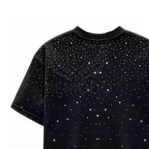 เสื้อยืดไรน์สโตนมีสไตล์สำหรับผู้หญิงเสื้อยืดลำลองติดพลอยเทียมกราฟิกฤดูร้อน - Product Image 4