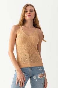 Halter Collar Trou Tricots Athlète Femme Athlète Sangle Tricots Athlète Élégant et Élégant - Product Image 4