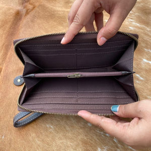 Cartera de cuero de vaca hecha a mano Vintage de nuevo diseñador, cartera de mano y funda de teléfono, monederos de pulsera de cuero genuino multiusos - Product Image 4