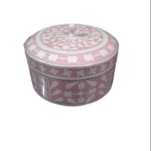 Boîtes à bijoux modernes écologiques de luxe de style arabe personnalisées faites à la main, incrustation de nacre et de pierres précieuses en forme de fleur - Product Image 1