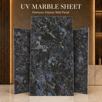 Panneau mural en PVC Morlenx Dark Marble UV Sheet, texture pierre, panneau décoratif pour la décoration intérieure moderne