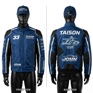 Veste de karting softshell en polyester premium 300 GSM, couleur teal et noir, design à panneaux contrastés, tissu respirant, logo personnalisé par sublimation. - Product Image 2