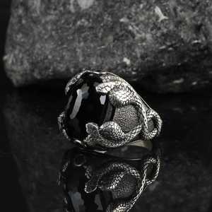Oval Zirconia <b>Stone</b> Snake Oxidized <b>Ring</b> Turkish Handmade <b>Men</b> <b>Ring</b> 925 Silver Fine Jewelry <b>Ring</b> Turkish Wholesales Silver Jewelry - Product Image 3