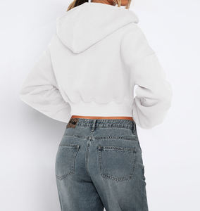 Sweat à capuche zippé personnalisé Y2K pour femmes, streetwear, sweat à capuche court de luxe uni de haute qualité pour femmes - Product Image 2