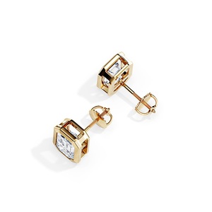 Boucles d'oreilles en moissanite coupe émeraude blanche Stud à vis en argent sterling pour les mariages, les fiançailles et les fêtes - Product Image 3