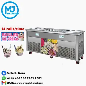 Single 2 Pan Stir Fry Cream Rolls Machine Food Industry Equipment GQ-PF2S-6C Food Thai Fried Ice Electric Power Milk 220v/50hz
