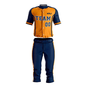 Conjunto de Pantalones de Uniforme de Béisbol de Alta Calidad, Mangas Cortas, Personalizado con Impresión por Transferencia de Calor en la Parte Delantera, Transpirable, que Absorbe la Humedad, 100% - Product Image 1