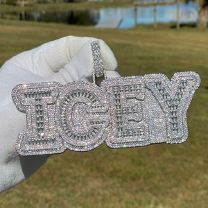 Colgante de Hip Hop con corte de letra VVS Moissanite de Plata de Ley 925 para niños, diseño personalizado disponible - Product Image 6