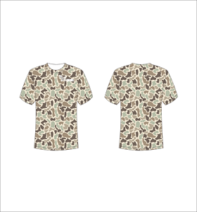 Camiseta Deportiva Ligera de Manga Corta Sublimada Personalizada con Patrón Clásico de Camuflaje Verde y Beige Claro al por Mayor - Product Image 1