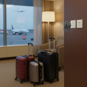 Universal WSA-6 Travel <b>Adapter</b> with Safety Shutter US/JP <b>Plug</b> Black Color - Product Image 3