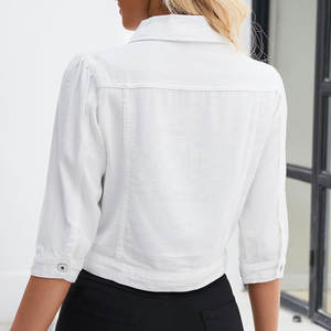 Veste en jean pour femme coupe-vent tendance, vente chaude, logo personnalisé, veste en jean respirante pour femme - Product Image 2