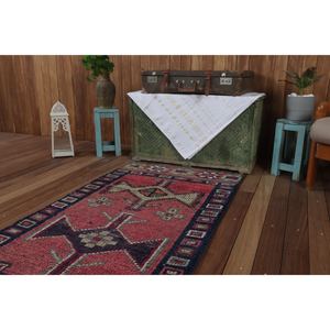 พรมวินเทจตุรกีขนาดเล็ก 2.7x9.5 ฟุต, พรมสีชมพูเฮอร์กี - Product Image 5