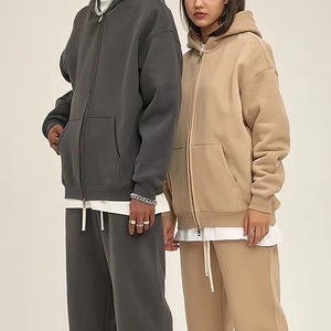 Sudaderas con capucha personalizadas de alta calidad para hombre Heavyweight Unisex Zipper Men Oversized Heavyweight Screen Print Zip up Puff Print Hoodie - Product Image 1