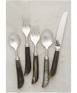 ชุดเครื่องใช้บนโต๊ะอาหารแบบมิเรอร์เหล็กพร้อมด้ามจับกระดูกแตรชุดเครื่องใช้บนโต๊ะอาหารสำหรับเดินทางในงานแต่งงานมีดขัดเงามีดส้อมช้อน - Product Image 2