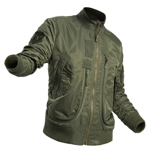 Blouson aviateur brodé de créateur personnalisable pour hommes 100% toile en nylon fermeture à glissière col montant poche avant-pour le printemps - Product Image 2