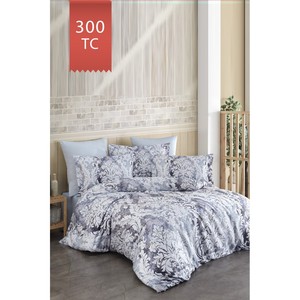 Varol Royal Satin 300TC Duvet Cover <b>Set</b> <b>Single</b> Floral Pattern Classic Style for Home Woven Technique-NIRVANA - Product Image 1