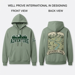 เสื้อฮู้ดลำลองสำหรับผู้หญิง สีเขียวป่า ผลิตตามสั่ง ผ้าฝ้าย 100% ซักกรดแบบพิเศษ บุซับในด้วยผ้าฟลีซถัก เป็นมิตรต่อสิ่งแวดล้อม เหมาะสำหรับฤดูหนาว - Product Image 4