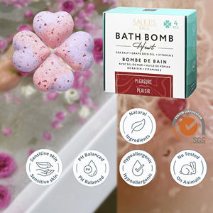 Ensemble de 4 bombes de bain artisanales pour femmes, senteurs plaisir, huiles essentielles, sel marin, pour un bain relaxant à domicile, service OEM - Product Image 1