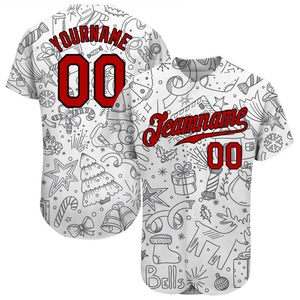 Directo Engro Sportswear Industry Custom Gris Rojo-Negro Navidad 3D Auténtico Jersey de béisbol Diseño de talla grande - Product Image 1