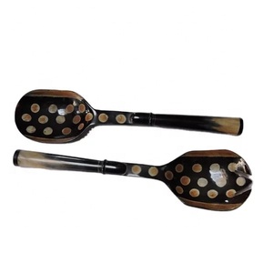<b>Dotted</b> Designer Handmade Natural Horn Dinnerware Salad Server or Salad Spoons New Kitchenware Flatware Home & Restaurant Server - Product Image 1