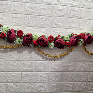 Artificial Flower Bandarwal With Metal Ghunghroo Semi <b>Circle</b> Door Valance Handmade Housewarming Birthday Wedding Decorations - Product Image 1