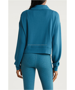 Sudadera con media cremallera de alta calidad para mujer, transpirable, con Panel sólido, Pettren, bolsillo frontal de trabajo para Fitness y correr - Product Image 4