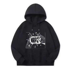 Venta al por mayor de ropa de calle para hombres sudaderas con capucha diseño de impresión personalizado DTF con cuello con capucha logotipo frontal posición sudaderas en blanco - Product Image 2