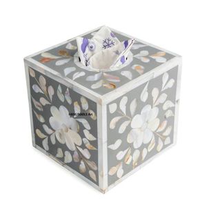 Soporte de caja de pañuelos rectangular con incrustaciones de hueso - Product Image 4