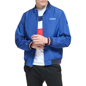 Chaquetas Bomber de Poliéster Color Azul, Cuello Alto, Cierre de Cremallera, Diseño de Logotipo Personalizado, Fabricación OEM, Chaquetas de Ropa para Hombre en Venta - Product Image 6