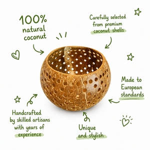 Bol rond en coquille de noix de coco fait main, écologique, décoration intérieure, utilisation domestique - Product Image 6