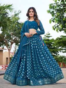 Hấp dẫn chinon thêu trình tự làm việc áo choàng dưới cùng với dupatta màu hồng - Product Image 6