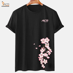 Bordure contrastée dernière mode nouveau Design T-shirt vêtements de rue imprimé personnalisé logo impression T-shirts pour hommes - Product Image 1