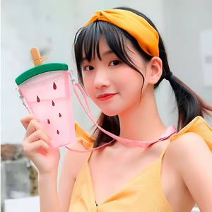 Botella de agua Myrva de plástico de 350 ml con pajita para niños, para acampar y beber agua - Product Image 3