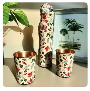 Bouteille d'eau en cuivre fabriquée à la main, écologique, élégante, avec bienfaits pour la santé et purification de l'eau, bouteilles abstraites imprimées - Product Image 6