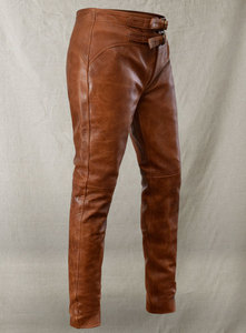 Pantalones de Cuero COGNAC JIM MORRISON, Pantalones de Motociclista, Pantalones de Cuero Personalizados, Corte Ajustado, OEM 2024, Cuero Vacuno - Product Image 3