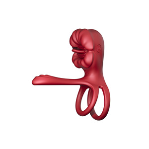 Anillo Vibrador para Pene con Control por Aplicación, Diseño de Lengua de Rosa para Parejas - Product Image 1