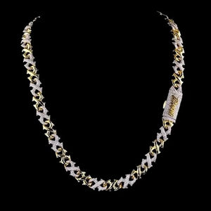 Cadena Cubana de Dos Tonos con Baño de Rodio de Lujo y Moissanita VVS, Collar de Joyería Hip Hop Ortodoxa para Regalo y Fiesta - Product Image 1