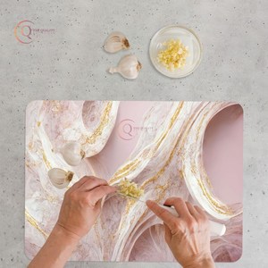 Bloc à découper en marbre classique luxueux bloc de coupe attrayant en or et rose pour ustensiles de cuisine et vaisselle fabriqués à la main - Product Image 3