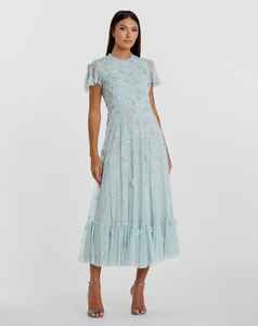 Elegante lentejuelas con cuentas y cuentas hombro Aline cuerpo forma una manga vestido de noche vestido de fiesta vestido largo - Product Image 6