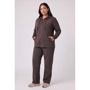 Ensemble de survêtement en coton double RMG, taille grande, couleur café - Product Image 1