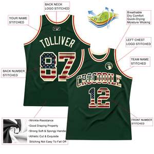 Maillots de basket-ball personnalisés 4 juillet USA patriotique Kelly Green Vintage drapeau américain GUIDE DES TAILLES il Dieu du lycée - Product Image 5
