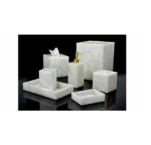 Ensemble de salle de bain en résine de luxe avec porte-savon et porte-brosse à dents polis, design personnalisable, imperméable - Product Image 6